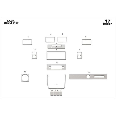 Meriç® Lada Jiguli 2107 Ön Torpido Kaplama 17 Parça 2017-›