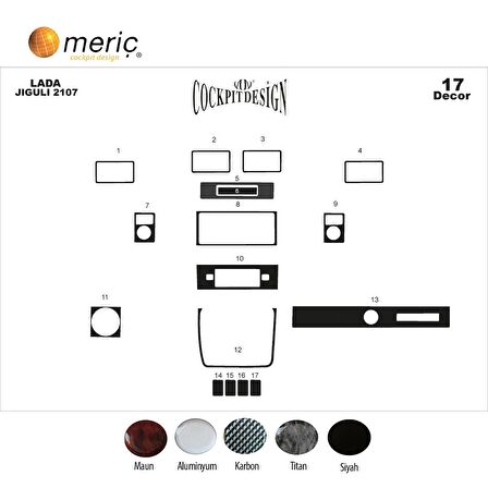 Meriç® Lada Jiguli 2107 Ön Torpido Kaplama 17 Parça 2017-›