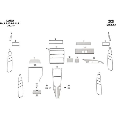 Meriç® Lada 2115 Ön Torpido Kaplama 22 Parça 2003-›