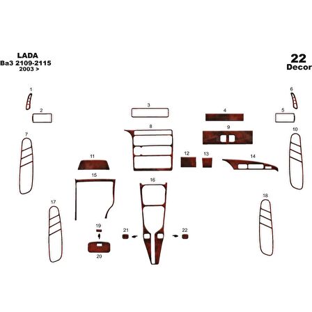 Meriç® Lada 2115 Ön Torpido Kaplama 22 Parça 2003-›