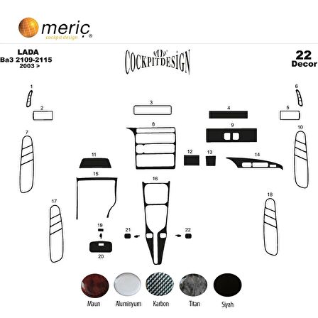 Meriç® Lada 2115 Ön Torpido Kaplama 22 Parça 2003-›