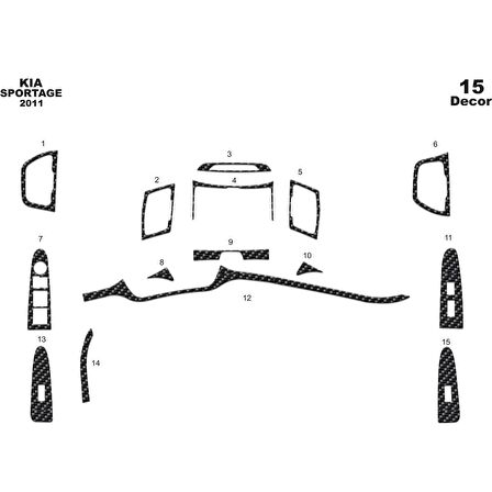 Meriç® Kia Sportage Ön Torpido Kaplama 15 Parça 2011-2016