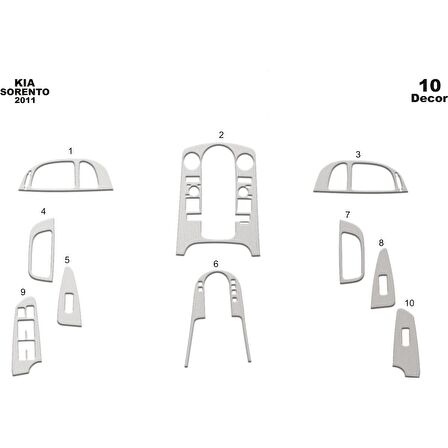 Meriç® Kia Sorento Ön Torpido Kaplama 10 Parça 2011-›