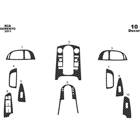 Meriç® Kia Sorento Ön Torpido Kaplama 10 Parça 2011-›