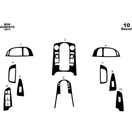 Meriç® Kia Sorento Ön Torpido Kaplama 10 Parça 2011-›