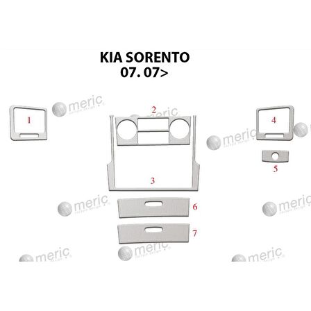 Meriç® Kia Sorento Ön Torpido Kaplama 7 Parça 2007-2010