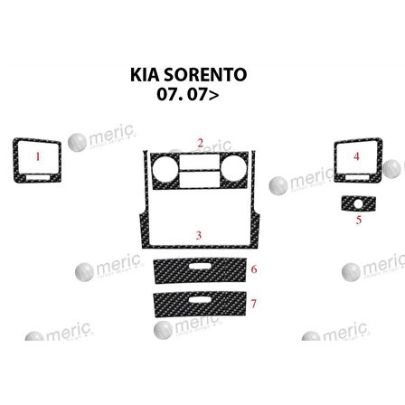 Meriç® Kia Sorento Ön Torpido Kaplama 7 Parça 2007-2010