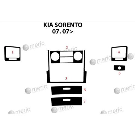 Meriç® Kia Sorento Ön Torpido Kaplama 7 Parça 2007-2010