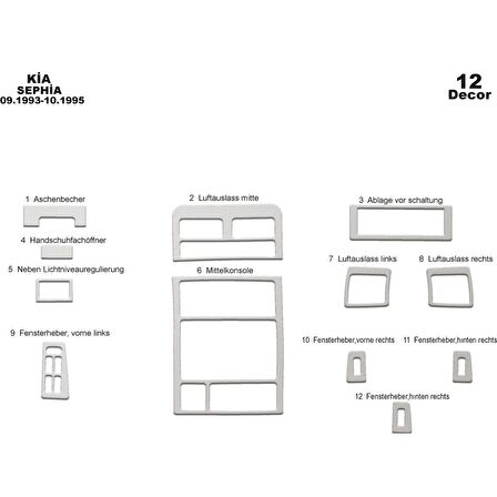 Meriç® Kia Sephia Ön Torpido Kaplama 12 Parça 1993-1995