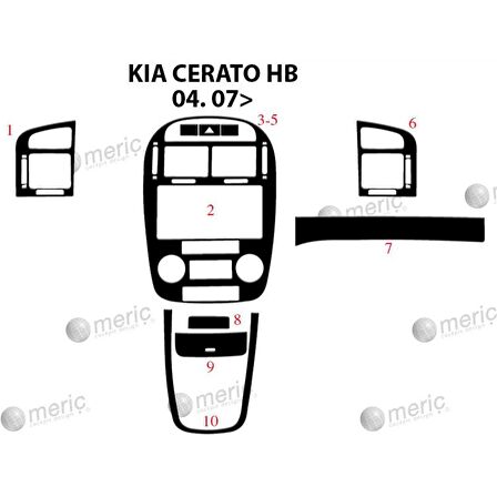 Meriç® Kia Cerato HB Ön Torpido Kaplama 10 Parça 2007-›