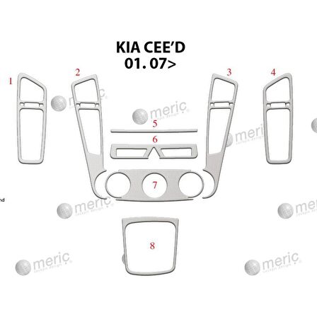 Meriç® Kia Ceed Ön Torpido Kaplama 8 Parça 2007-›