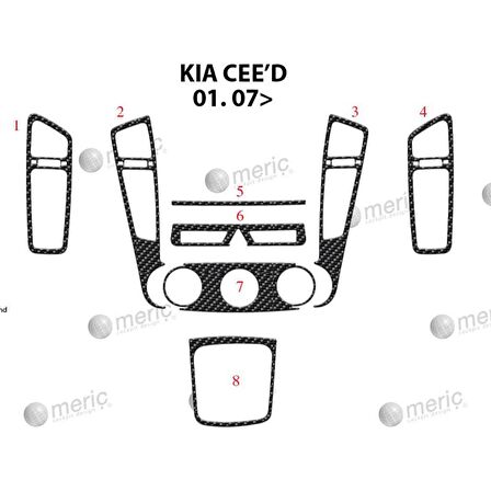 Meriç® Kia Ceed Ön Torpido Kaplama 8 Parça 2007-›