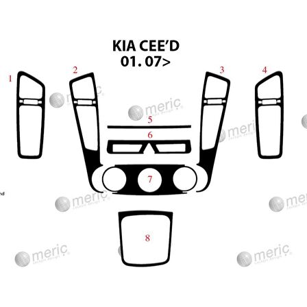 Meriç® Kia Ceed Ön Torpido Kaplama 8 Parça 2007-›