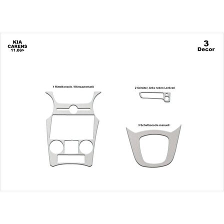 Meriç® Kia Carens Ön Torpido Kaplama 3 Parça 2006-2012