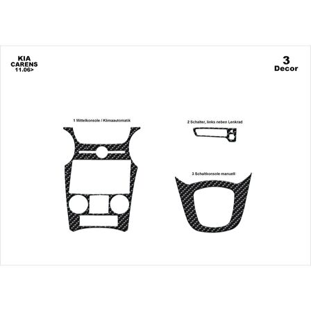 Meriç® Kia Carens Ön Torpido Kaplama 3 Parça 2006-2012