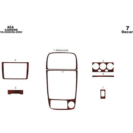 Meriç® Kia Carens Ön Torpido Kaplama 7 Parça 2000-2002