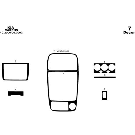 Meriç® Kia Carens Ön Torpido Kaplama 7 Parça 2000-2002