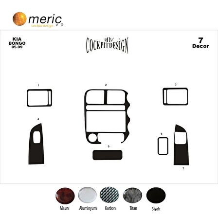 Meriç® Kia Bongo Ön Torpido Kaplama 7 Parça 2009-›