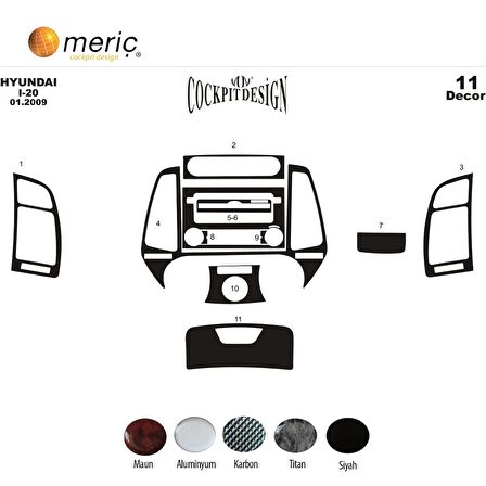 Meriç® Hyundai i20 Ön Torpido Kaplama 11 Parça 2009-2012