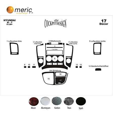 Meriç® Hyundai H1 Ön Torpido Kaplama 17 Parça 2008-›
