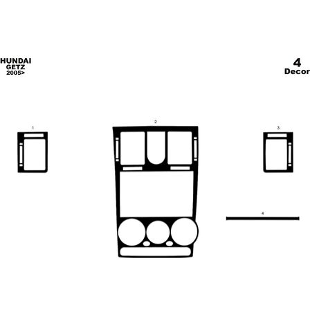 Meriç® Hyundai Getz Ön Torpido Kaplama 4 Parça 2005-2010