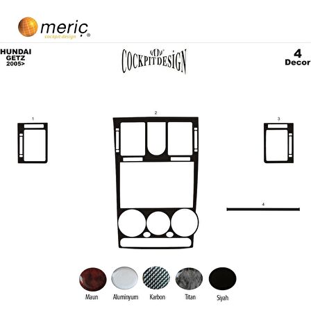 Meriç® Hyundai Getz Ön Torpido Kaplama 4 Parça 2005-2010
