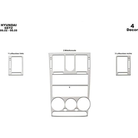 Meriç® Hyundai Getz Ön Torpido Kaplama 4 Parça 2002-2005