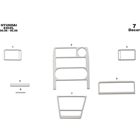 Meriç® Hyundai Excel Ön Torpido Kaplama 7 Parça 1991-1994
