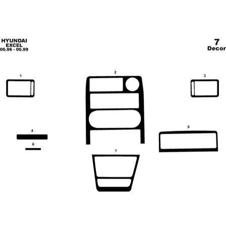 Meriç® Hyundai Excel Ön Torpido Kaplama 7 Parça 1991-1994