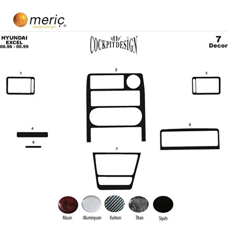 Meriç® Hyundai Excel Ön Torpido Kaplama 7 Parça 1991-1994
