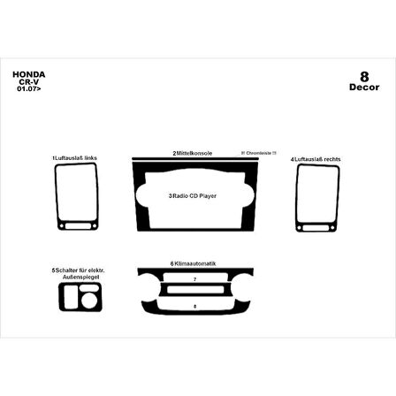 Meriç® Honda Cr-V 4x4 Ön Torpido Kaplama 8 Parça 2007-2013
