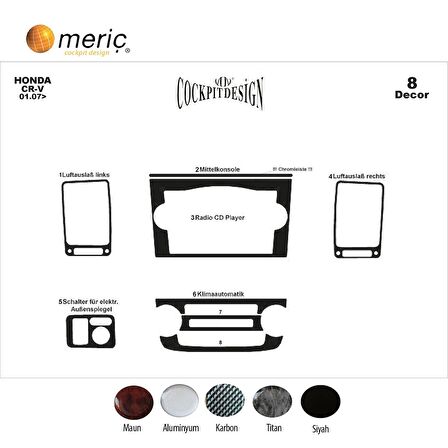 Meriç® Honda Cr-V 4x4 Ön Torpido Kaplama 8 Parça 2007-2013