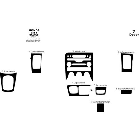 Meriç® Honda City Ön Torpido Kaplama 7 Parça 2006-2010