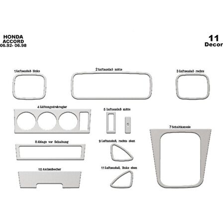 Meriç® Honda Accord Ön Torpido Kaplama 11 Parça 1992-1998