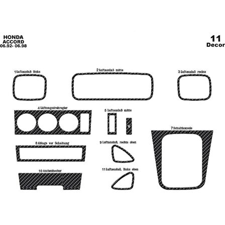 Meriç® Honda Accord Ön Torpido Kaplama 11 Parça 1992-1998