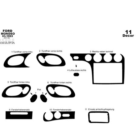 Meriç® Ford Mondeo Ön Torpido Kaplama 11 Parça 1993-1996