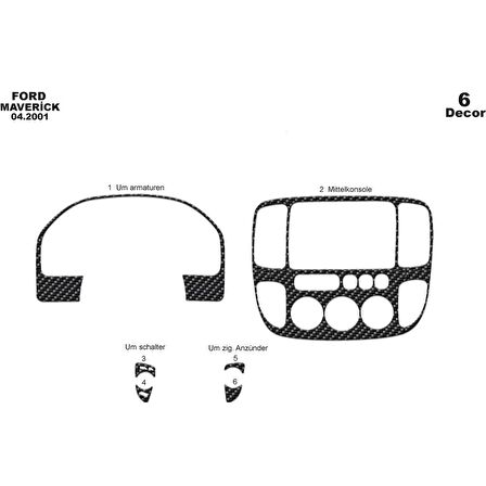 Meriç® Ford Maverick Ön Torpido Kaplama 6 Parça 2001-2009