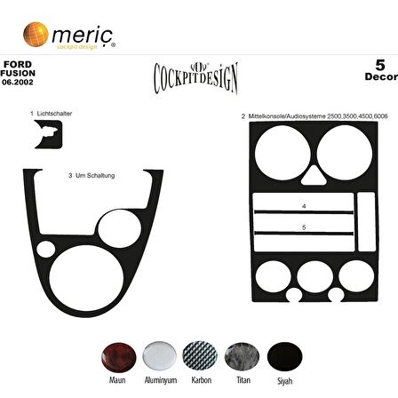 Meriç® Ford Fusion Ön Torpido Kaplama 5 Parça 2002-2005