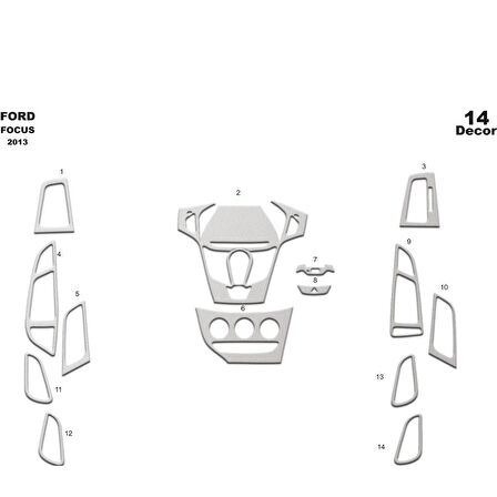 Meriç® Ford Focus Ön Torpido Kaplama 14 Parça 2013-2016