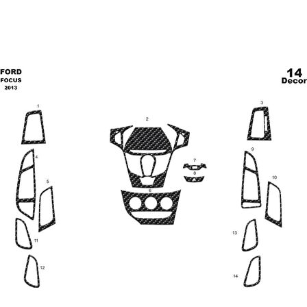 Meriç® Ford Focus Ön Torpido Kaplama 14 Parça 2013-2016