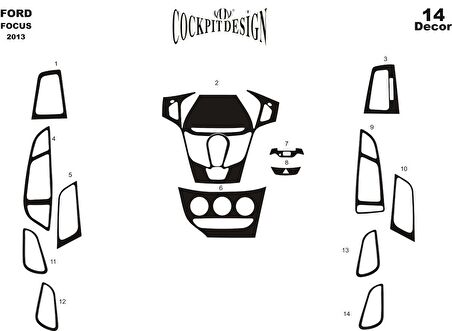 Meriç® Ford Focus Ön Torpido Kaplama 14 Parça 2013-2016