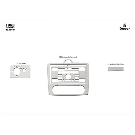 Meriç® Ford Focus Ön Torpido Kaplama 5 Parça 2004-2012