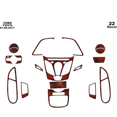 Meriç® Ford Fiesta Ön Torpido Kaplama 22 Parça 2010-2016