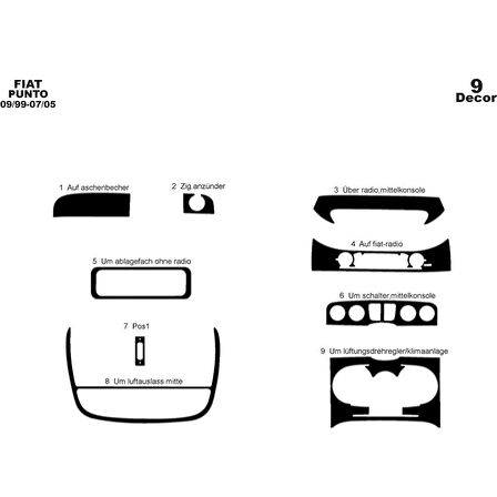 Meriç® Fiat Punto Ön Torpido Kaplama 9 Parça 1999-2005