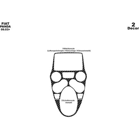 Meriç® Fiat Panda Ön Torpido Kaplama 2 Parça 2003-2009