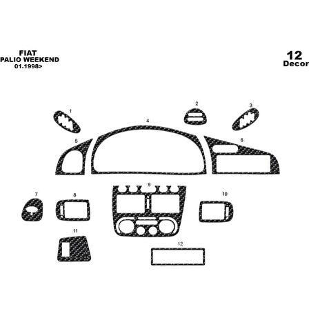 Meriç® Fiat Palio Weekend Ön Torpido Kaplama 12 Parça 1998-2002