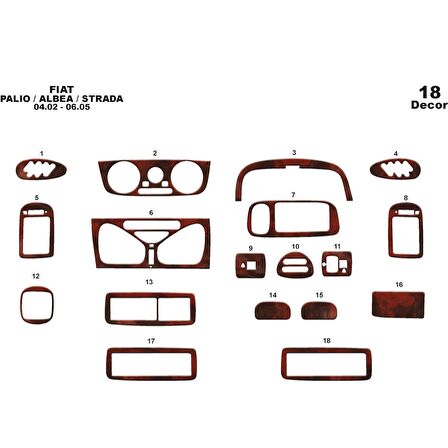 Meriç® Fiat Palio/Albea/Strada Ön Torpido Kaplama 18 P. 2002-2005