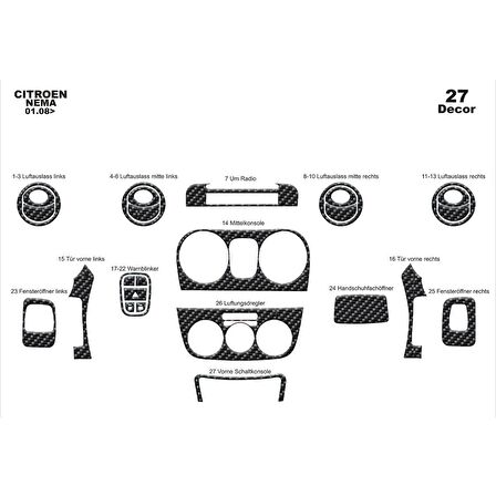 Meriç® Fiat Fiorino Ön Torpido Kaplama 27 Parça 2008-›