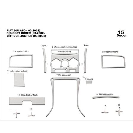 Meriç® Fiat Ducato/Jumper/Boxer Ön Torpido Kaplama 15 P 2002-2006