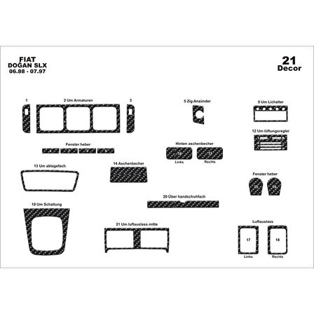 Meriç® Fiat Doğan Slx Ön Torpido Kaplama 21 Parça 1988-1997